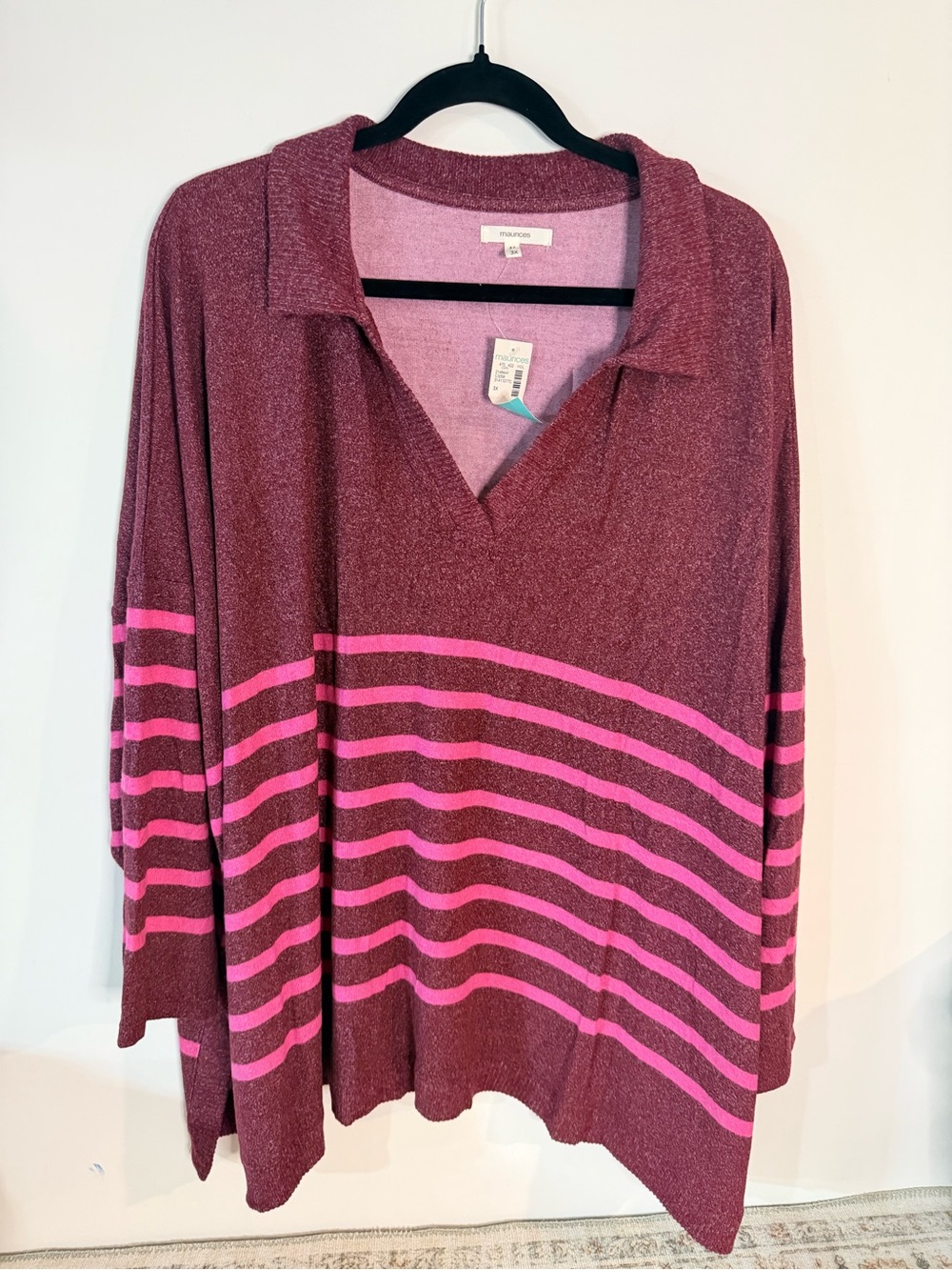 Maurice’s cozy knit striped sweater with collar